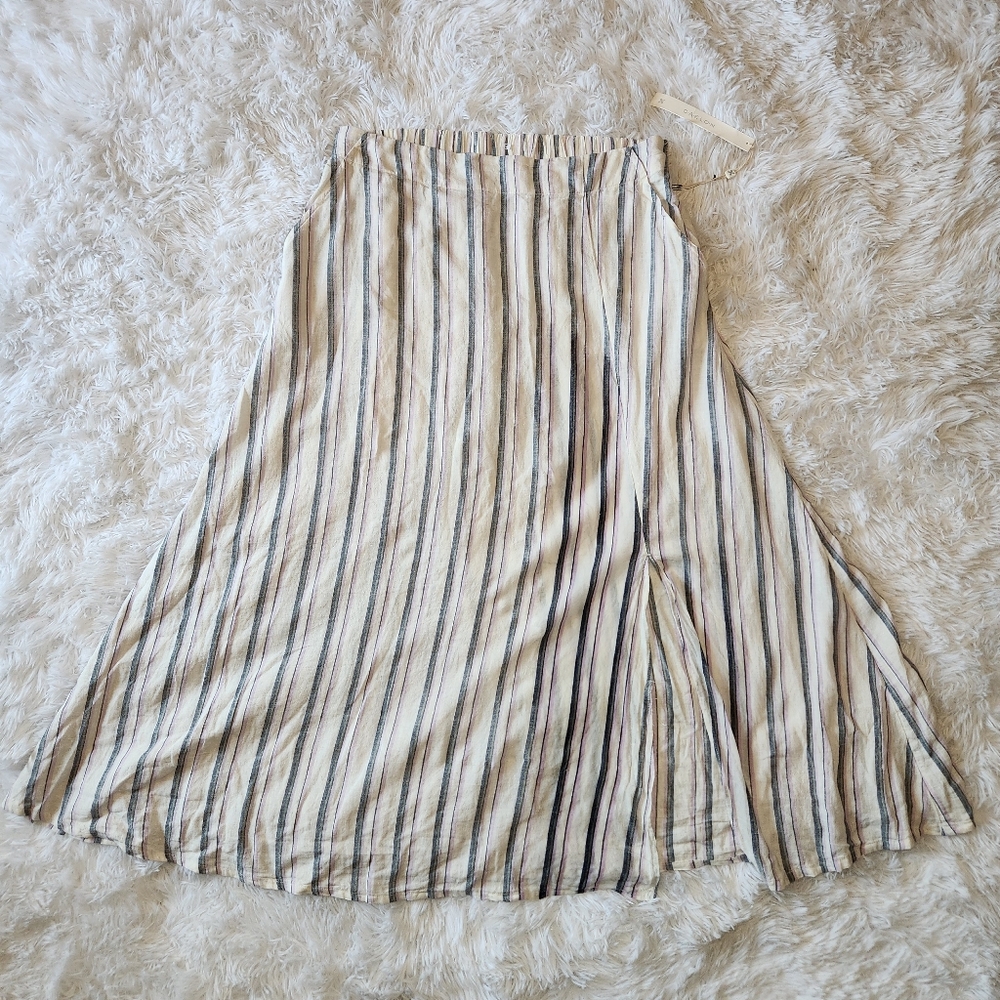 Caslon Linen Blend James Stripe Midi Skirt - Picture 4 of 12